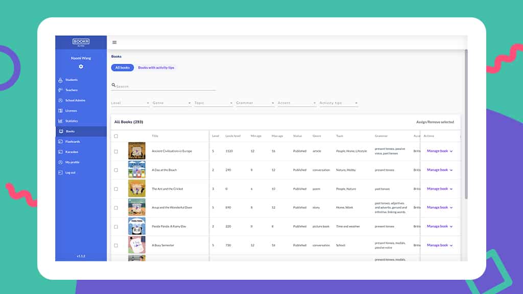 teachers dashboard search bar