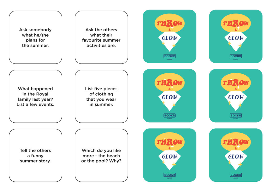 question card of throw and glow summer edition